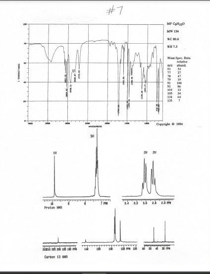 Solved Determine the structure of C9H10O ﻿﻿With the | Chegg.com