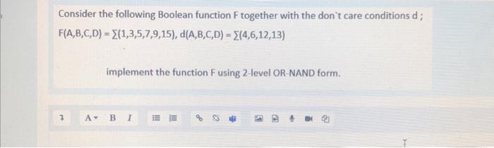 Solved Consider The Following Boolean Function F Together | Chegg.com