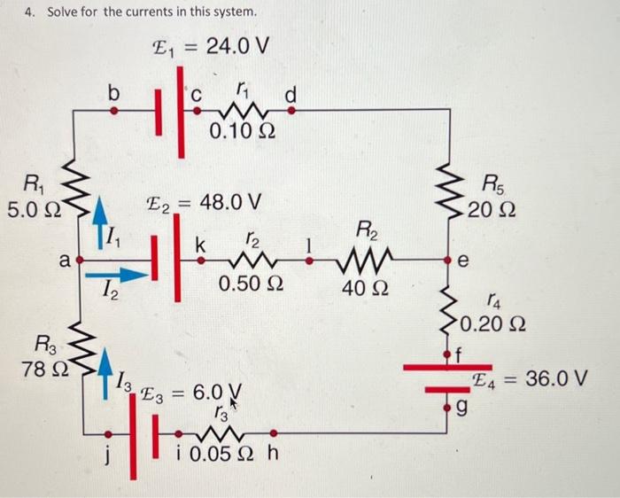 Solved 4. Solve for the currents in this system. | Chegg.com