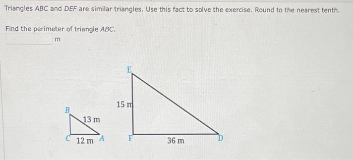 Solved Triangles Abc And Def Are Similar Triangles Use This 2792