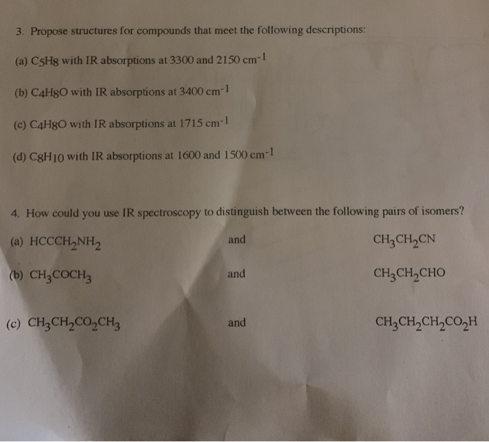 Solved 3. Propose Structures For Compounds That Meet The | Chegg.com