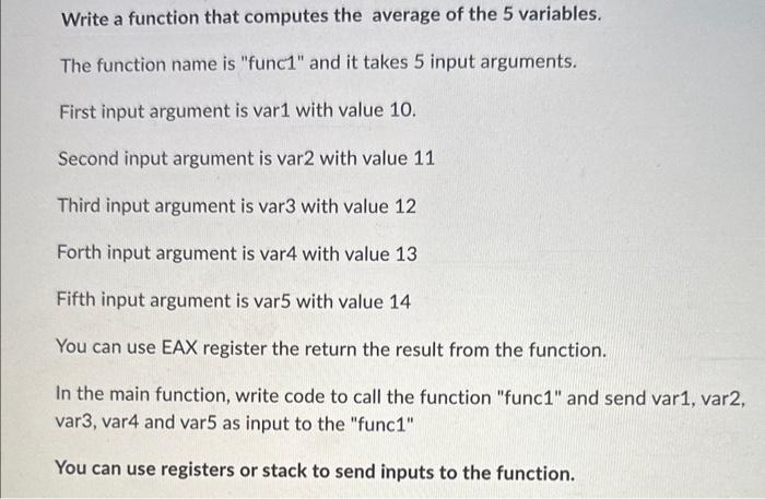 Solved Write a function that computes the average of the 5 | Chegg.com