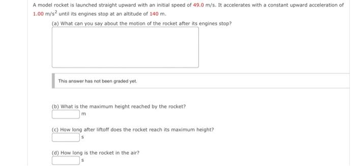 Solved A model rocket is launched straight upward with an | Chegg.com