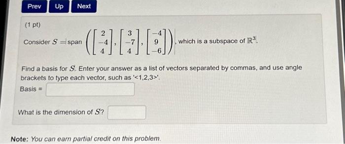 Solved (1 Pt) Consider | Chegg.com