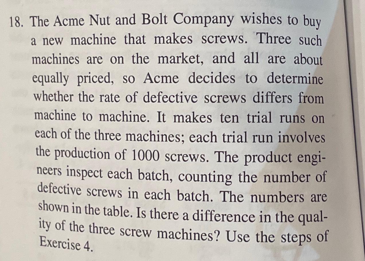 Solved The Acme Nut and Bolt Company wishes to buy a new