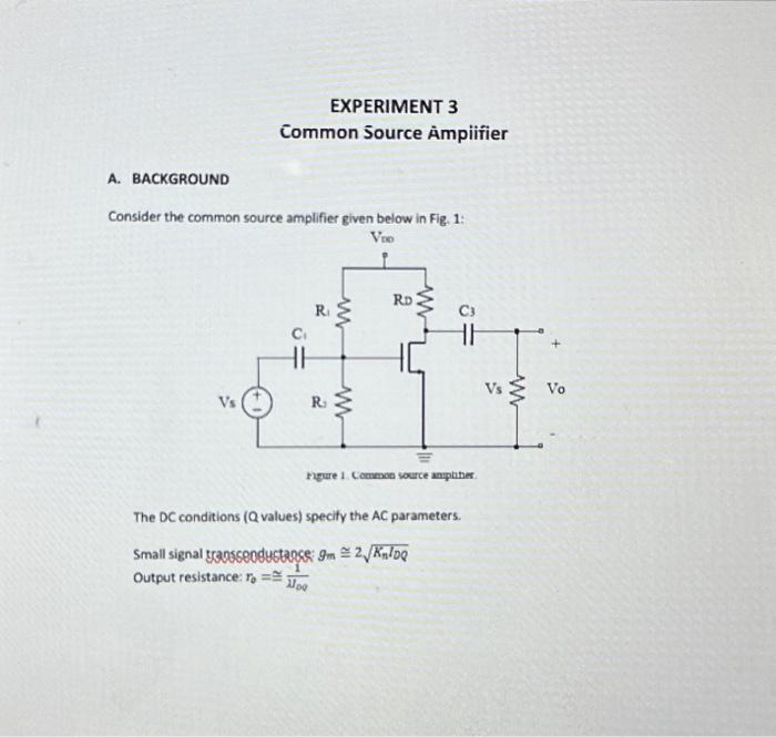 A. BACKGROUND Consider the common source amplifier | Chegg.com