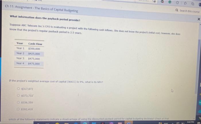 Solved w Ch 11: Assignment - The Basics of Capital Budgeting | Chegg.com