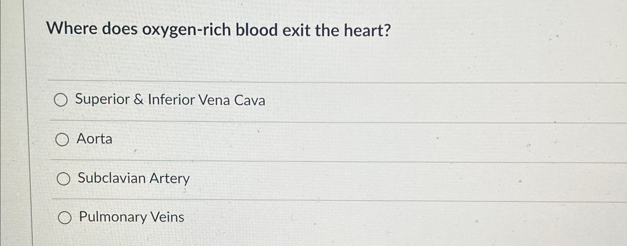 Solved Where does oxygen-rich blood exit the heart?Superior | Chegg.com