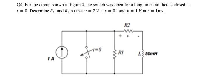 Solved Q4. For the circuit shown in figure 4, the switch was | Chegg.com