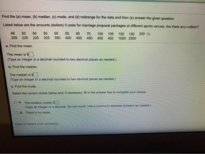 Solved Find The (a) Mean, (b) Median, (c) Mode, And (d) | Chegg.com