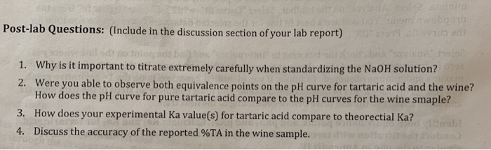 Post Lab Discussion Example Solved Post-lab Questions: (Include in the discussion | Chegg.com