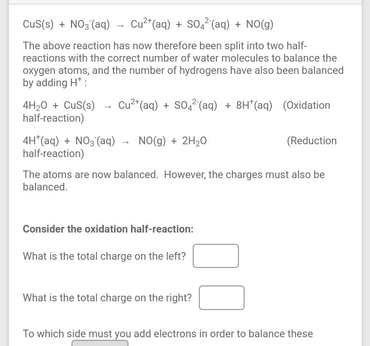 Solved Cus(s) + NO3 (aq) Cu2+(aq) + SO42(aq) + NO(g) The | Chegg.com