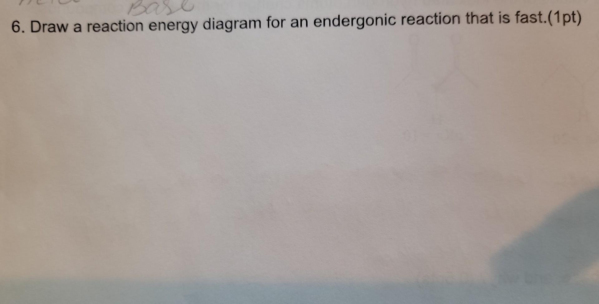 Solved 6. Draw a reaction energy diagram for an endergonic | Chegg.com