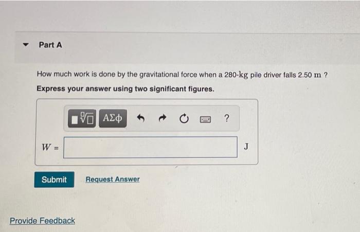 Solved Part A How much work is done by the gravitational | Chegg.com