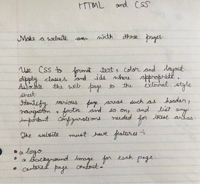 Solved HTML and CSS Make a website with thre pages Dhe these | Chegg.com