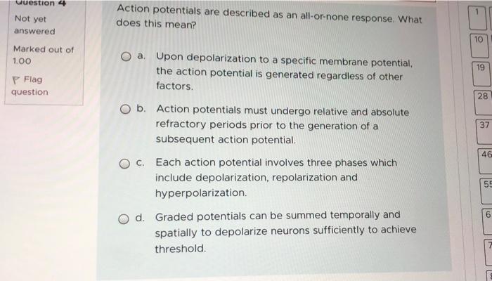 Solved Action Potentials Are Described As An All-or-none | Chegg.com