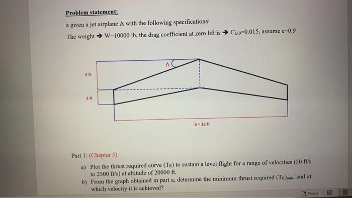 Problem Statement A Given A Jet Airplane A With The Chegg Com