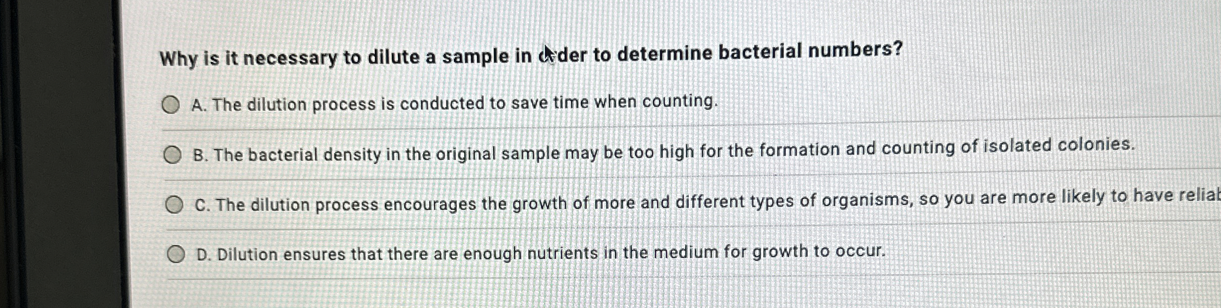 Solved Why is it necessary to dilute a sample in ctider to