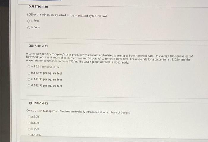 Solved QUESTION 14 1 The design phase of a construction | Chegg.com