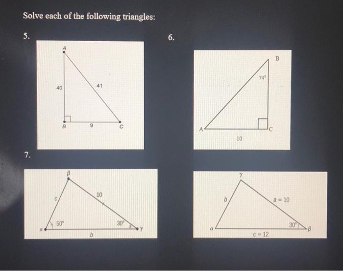 Solved Solve Each Of The Following Triangles: | Chegg.com