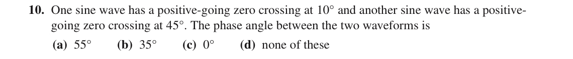 Solved One sine wave has a positive-going zero crossing at | Chegg.com