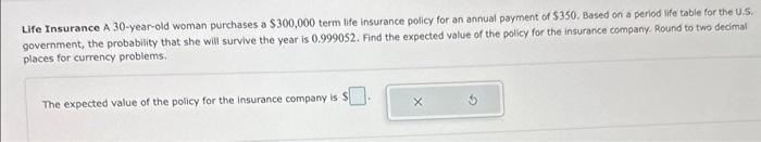 Solved Life Insurance A30-year-old Woman Purchases A 