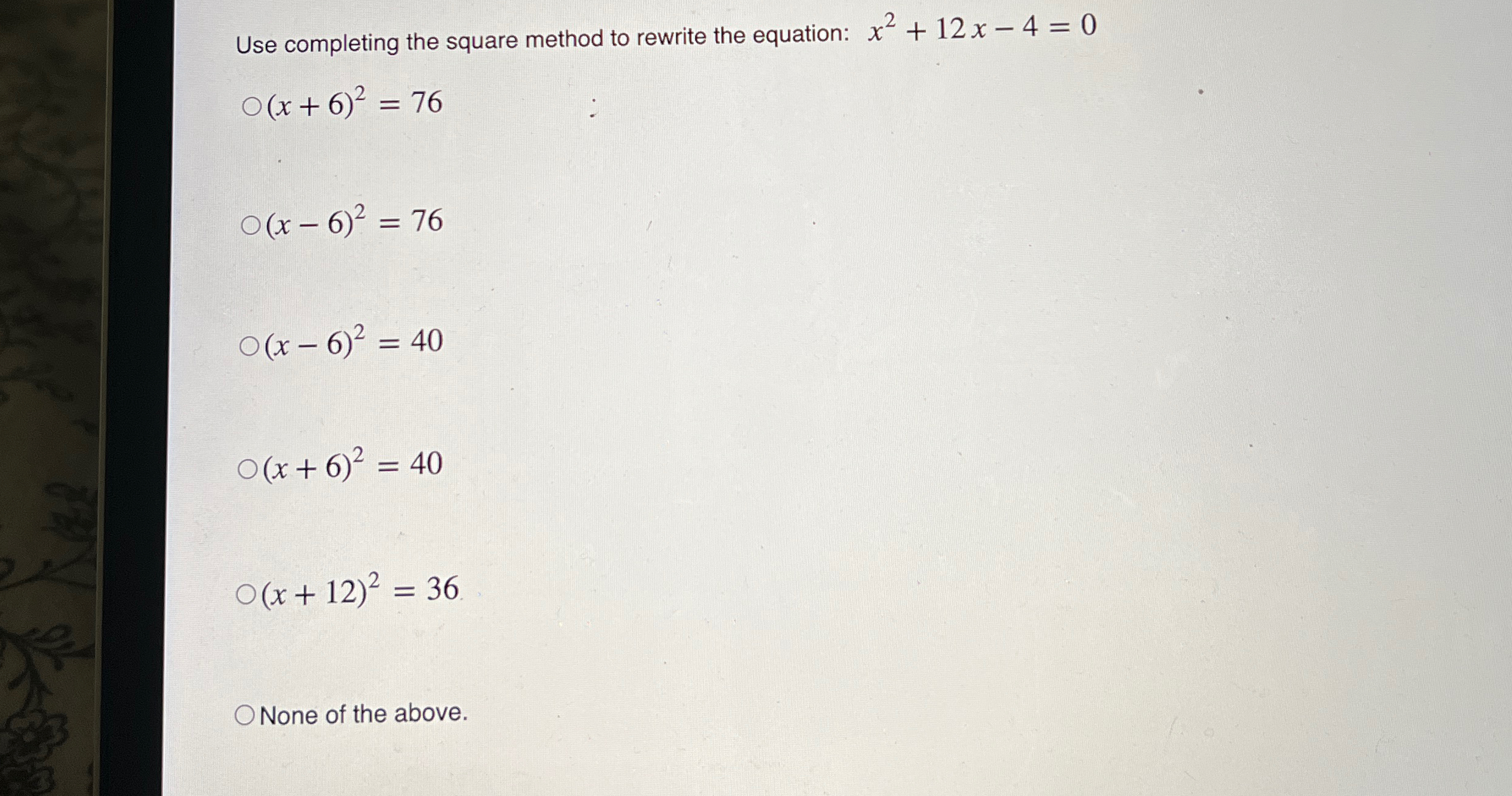 Solved Use completing the square method to rewrite the | Chegg.com