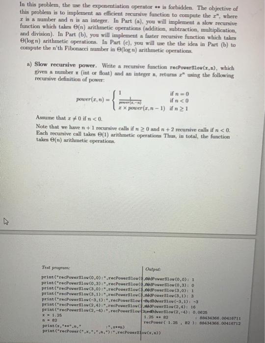Solved In this problem, the rise the exponentiation operator | Chegg.com