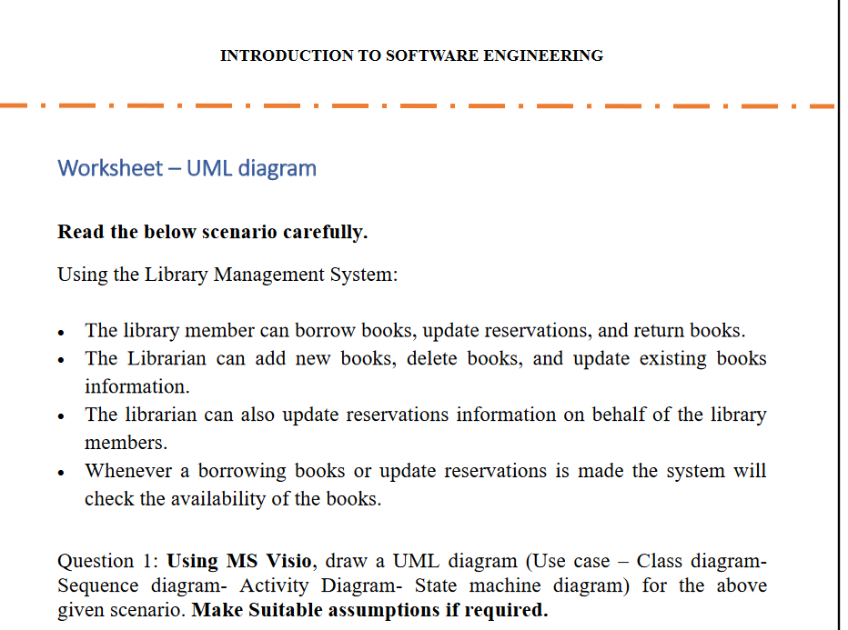 Solved INTRODUCTION TO SOFTWARE ENGINEERING ((Use activity | Chegg.com