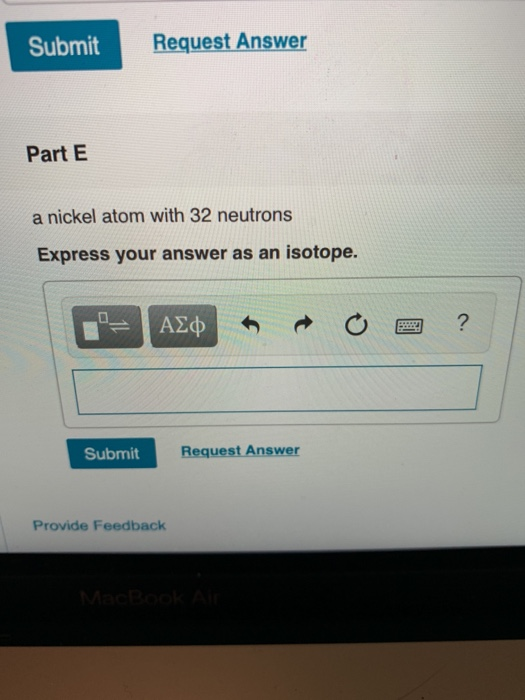 A nickel atom shop with 32 neutrons