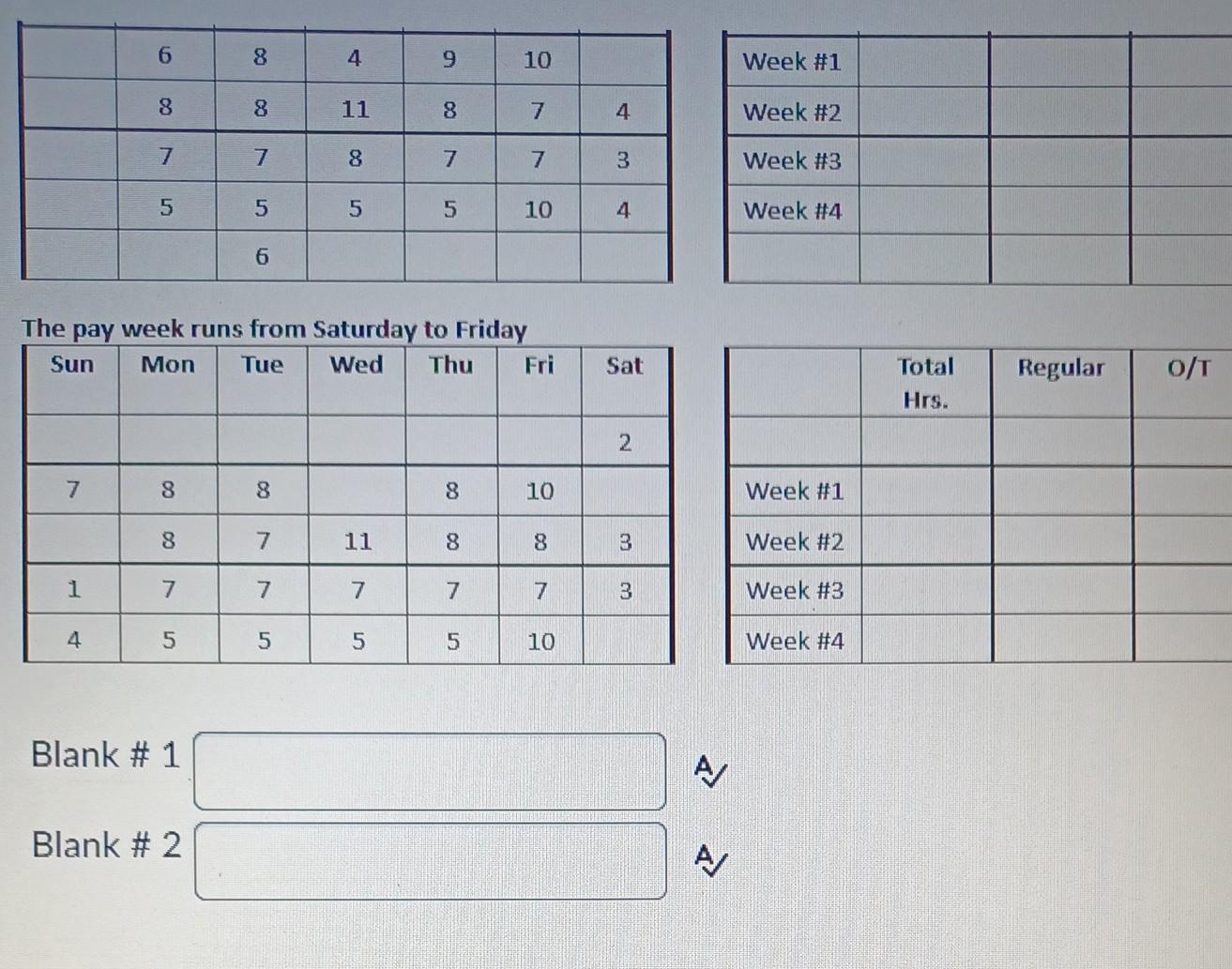 Calculate The Regular And Overtime Hours For Each Of | Chegg.com