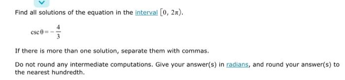 Solved Find all solutions of the equation in the interval | Chegg.com