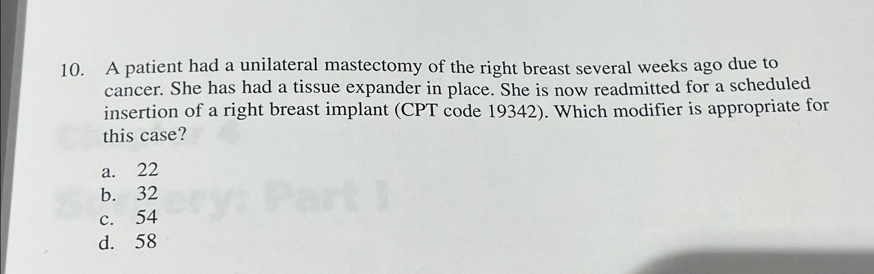 Unilateral Mastectomy