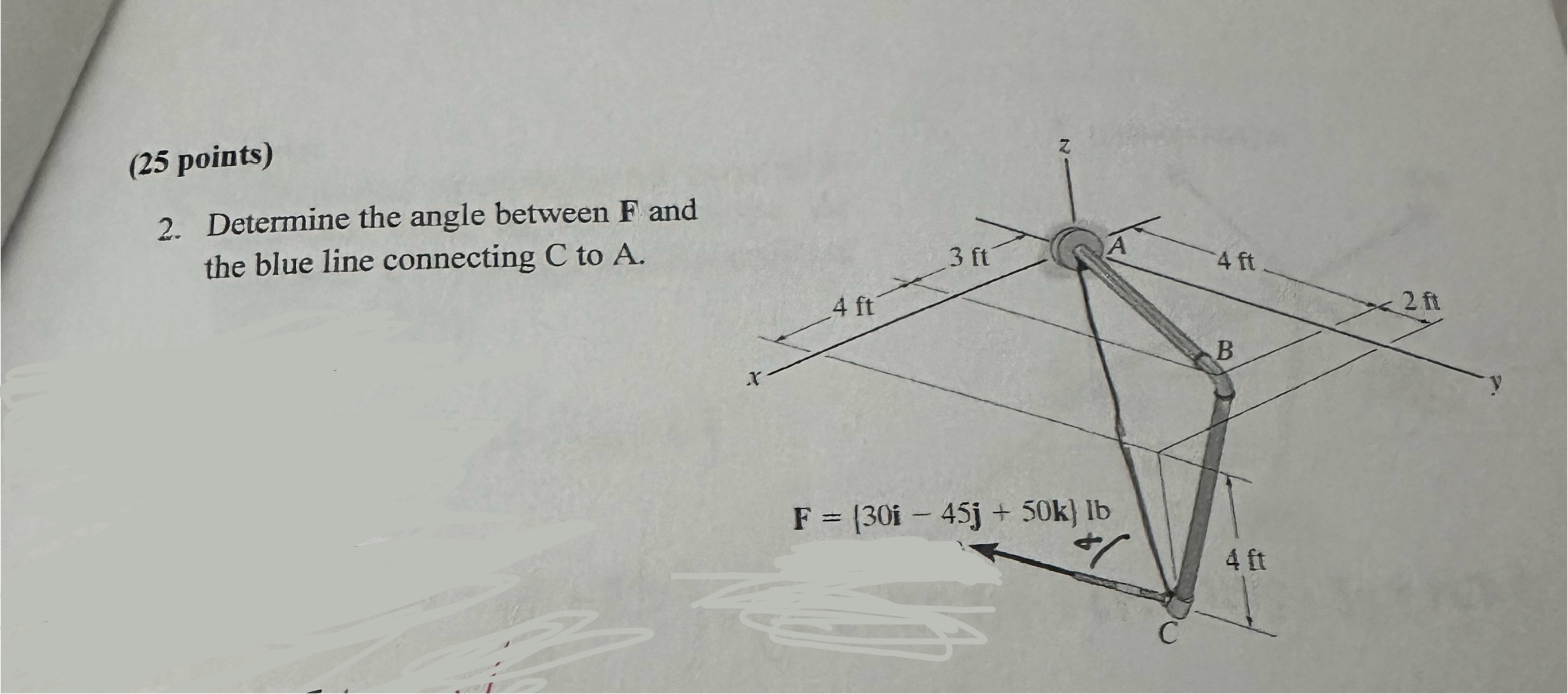 Solved (25 ﻿points)2. ﻿Determine the angle between F ﻿and | Chegg.com