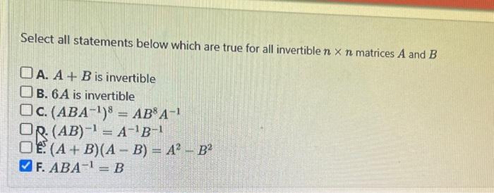 Solved Select All Statements Below Which Are True For All | Chegg.com