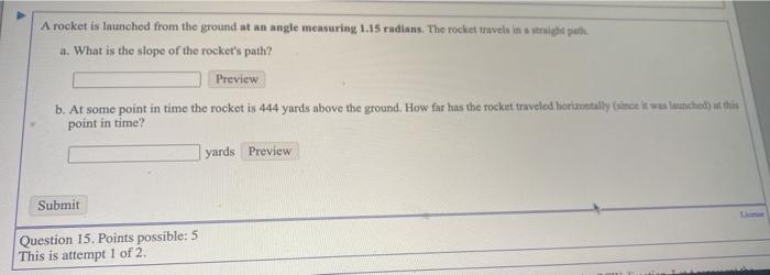 Solved A rocket is launched from the ground at an angle | Chegg.com