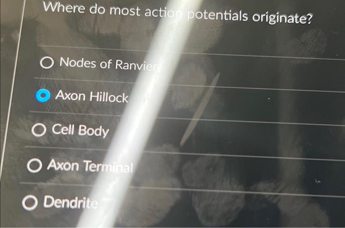 Solved Where do most action potentials originate? Nodes of | Chegg.com