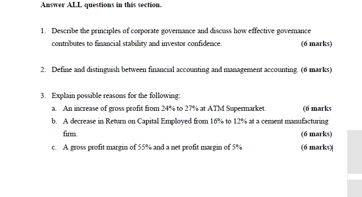 Solved Answer ALL questions in this section.Describe the | Chegg.com