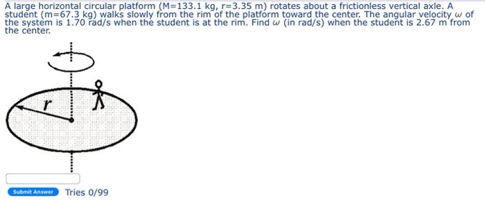 Solved A large horizontal circular platform (M=133.1 | Chegg.com