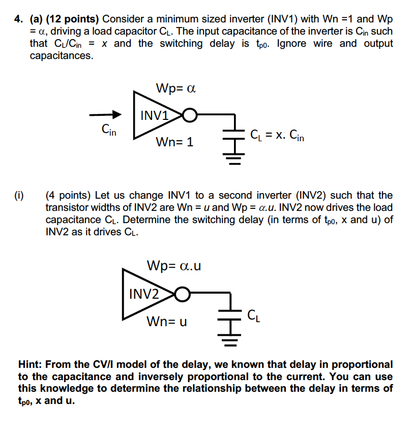 Solved Consider a minimum sized inverter (INV1) ﻿with Wn =1 | Chegg.com