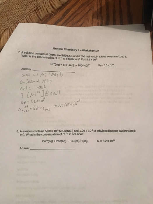Solved General Chemistry - Worksheet 27 7. A solution | Chegg.com