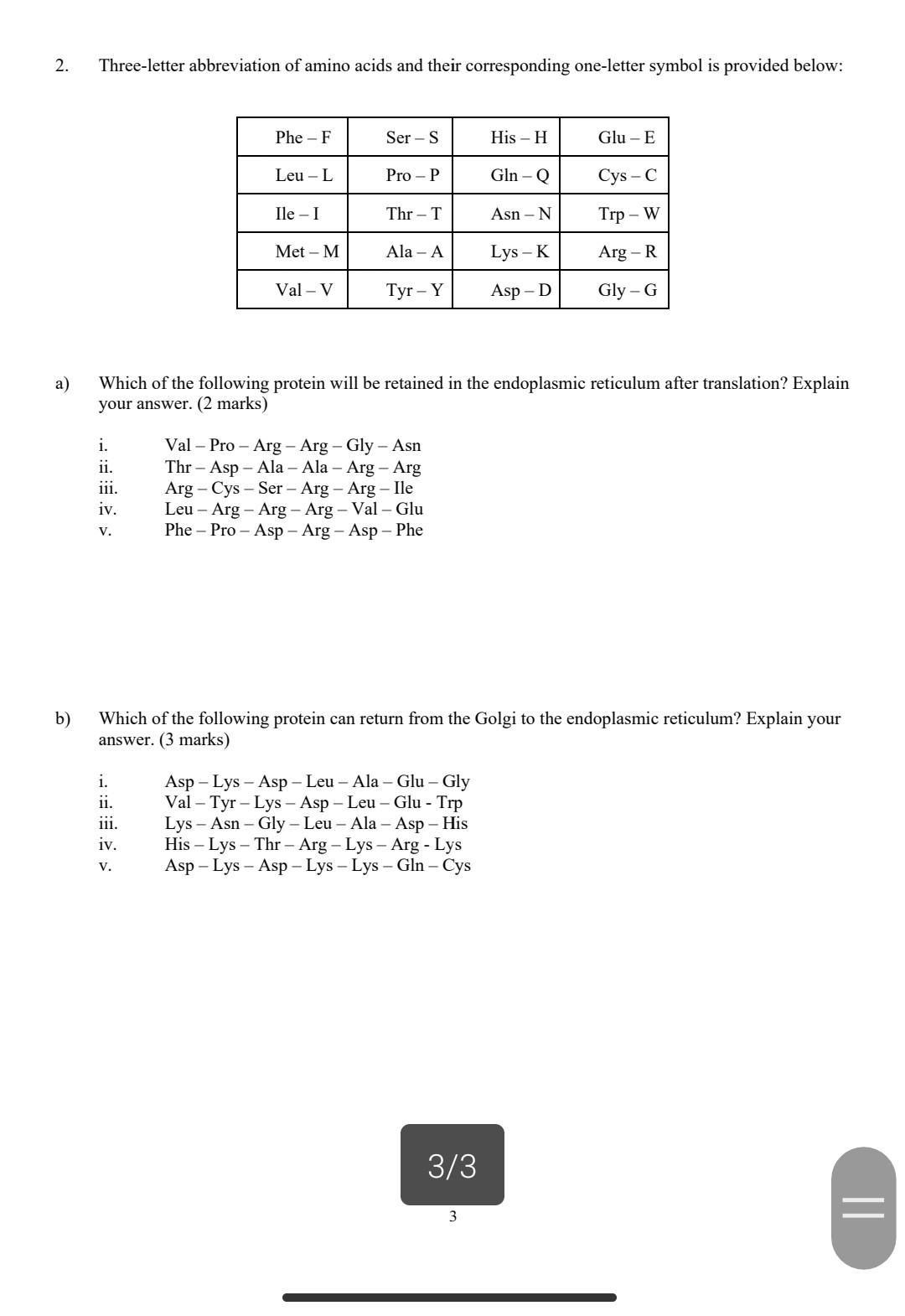 Solved 2. Threeletter abbreviation of amino acids and their