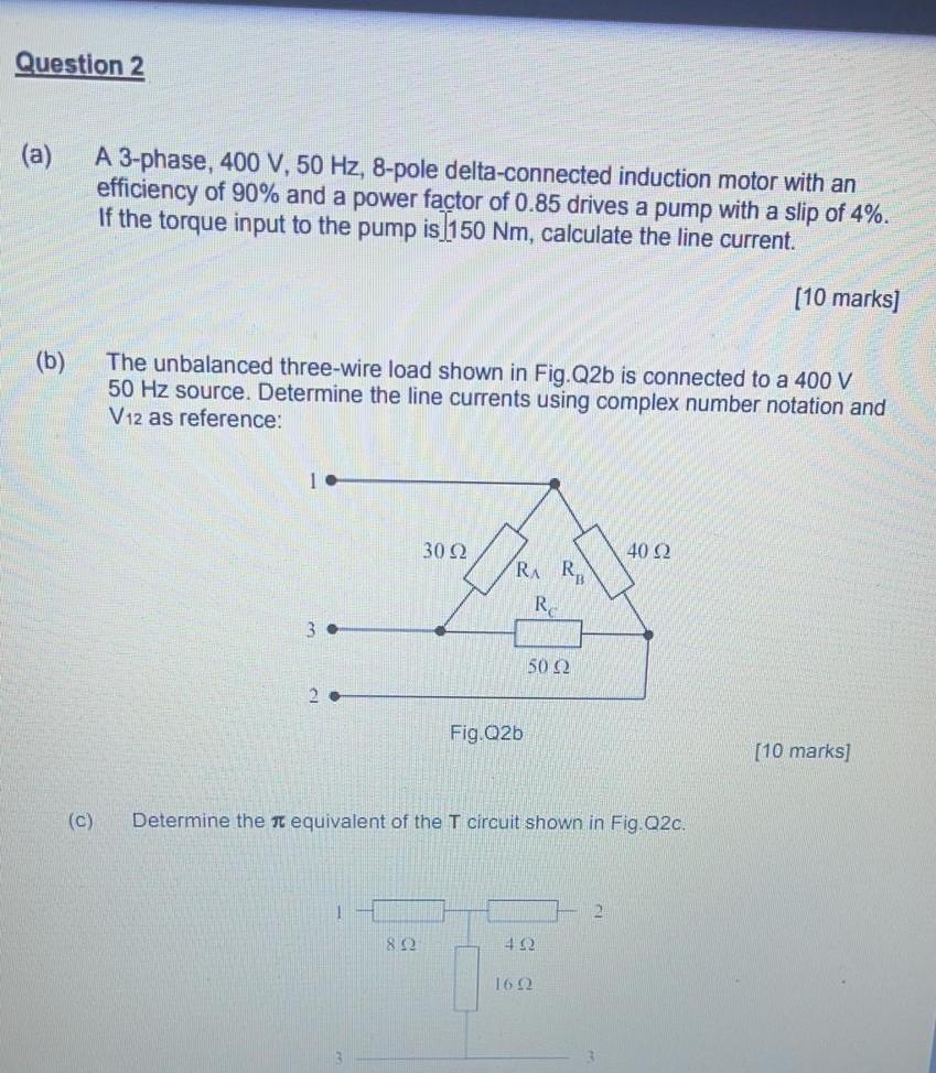 Solved Question 2 (a) A 3-phase, 400 V, 50 Hz, 8-pole | Chegg.com