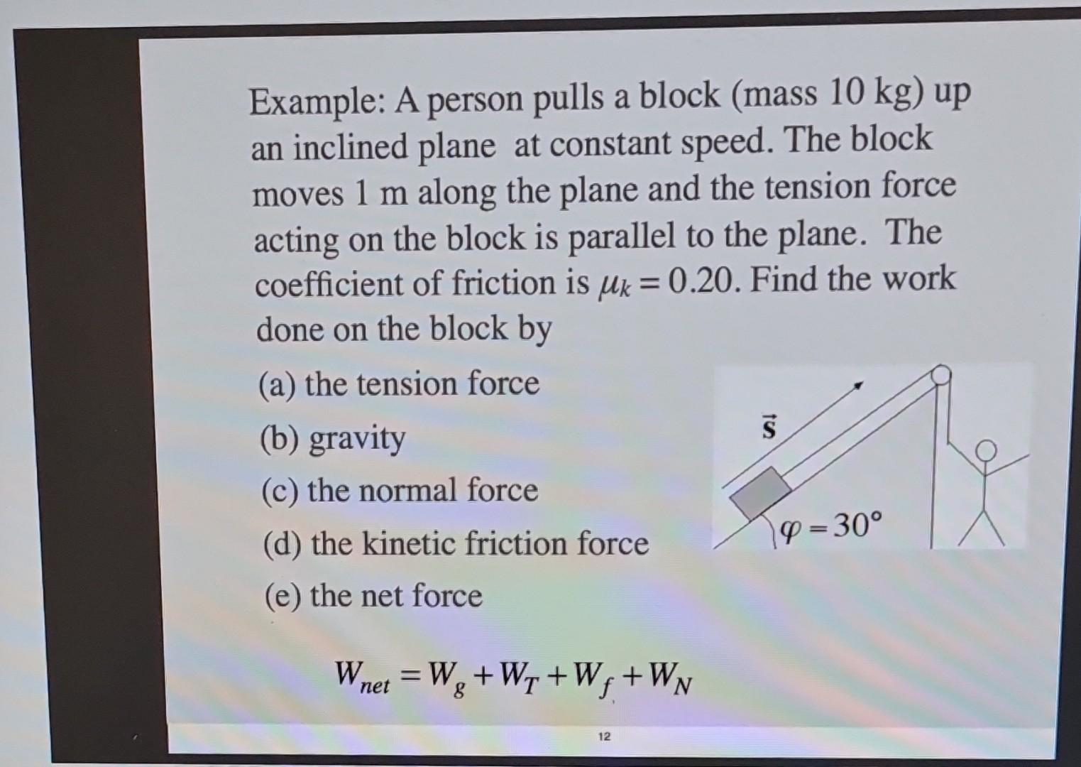 Solved Example A Person Pulls A Block Mass 10 Kg Up An