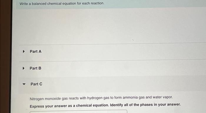 Solved Write a balanced chemical equation for each reaction. | Chegg.com