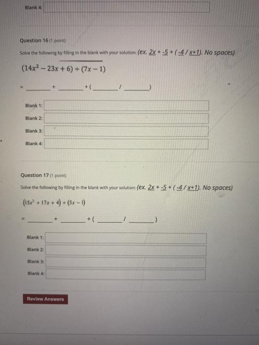 Solved Blank 49 Question 16 (1 point) Solve the following by | Chegg.com
