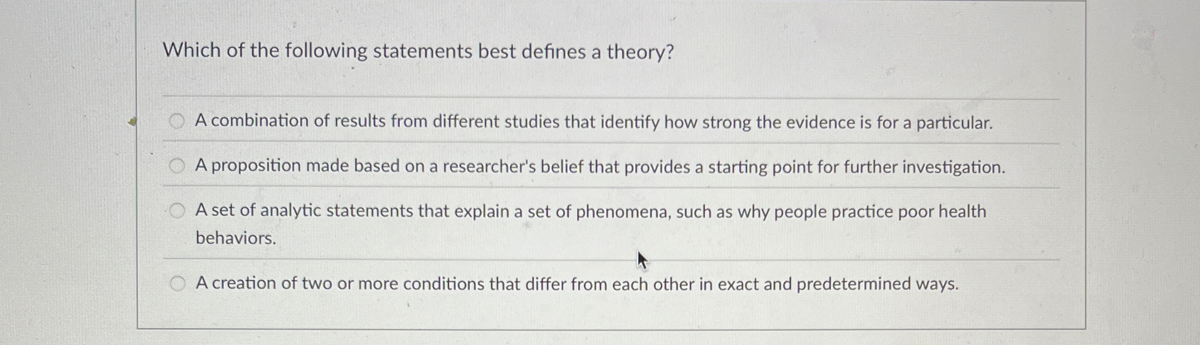 Solved Which of the following statements best defines a | Chegg.com