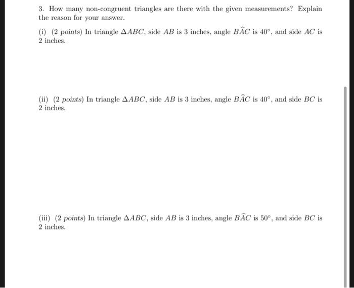 Solved 3. How many noncongruent triangles are there with