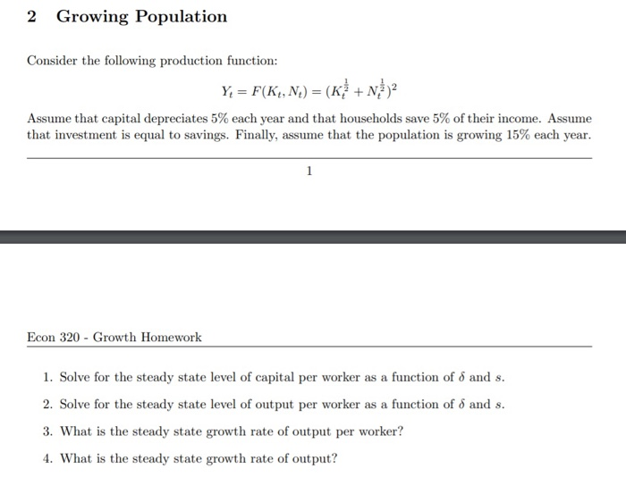 Solved 2 Growing Population Consider the following | Chegg.com