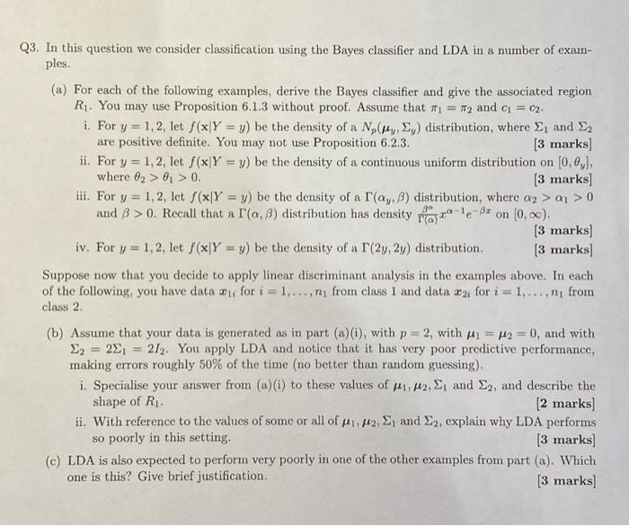 Solved Q3. In this question we consider classification using | Chegg.com